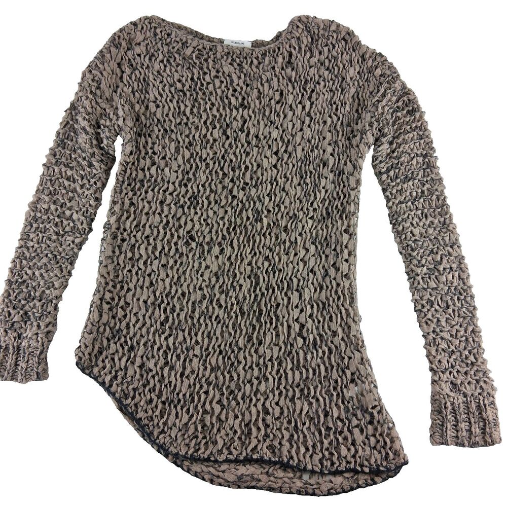 Helmut Lang Tattered Tape Taupe Asymmetrical Alpaca Wool Blend Sweater Medium